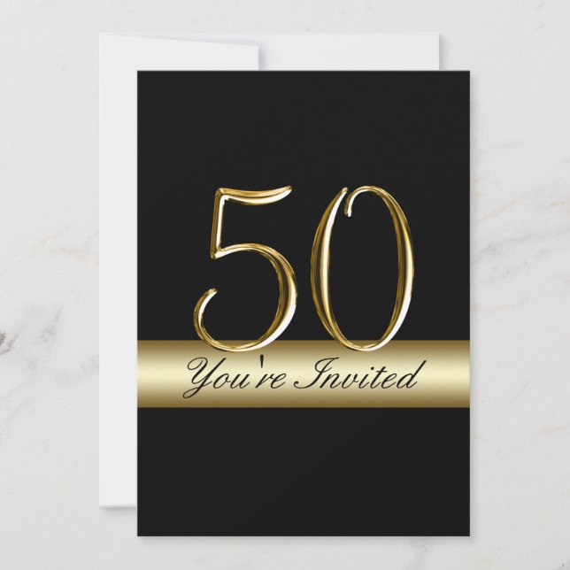 Black Metal Gold Imprimez 50e Invitations d'annive (Devant)