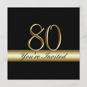 Black Metal Gold Print 80th Birthday Invitations