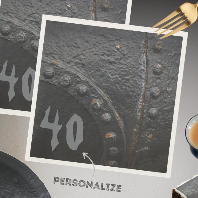 Black metal industrial-style man's party  napkin (Creator Uploaded)