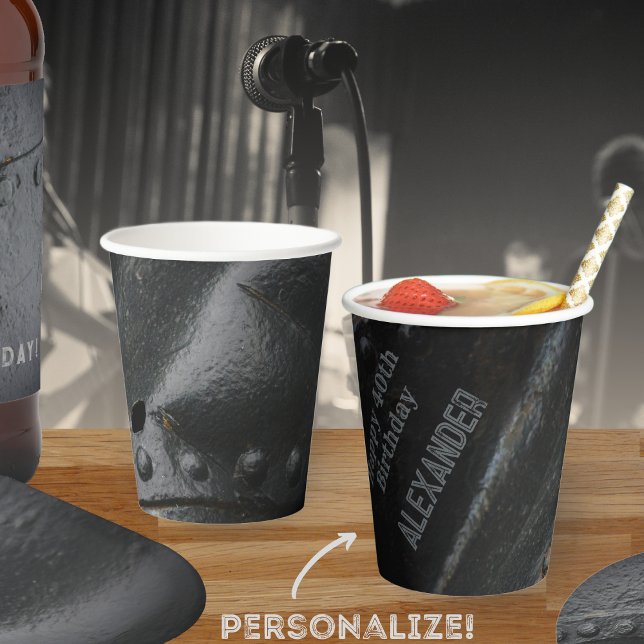 Black metal minimalist man's party  paper cups (Creator Uploaded)