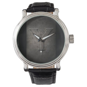 Black Metal Rustic Y Monogram Watch