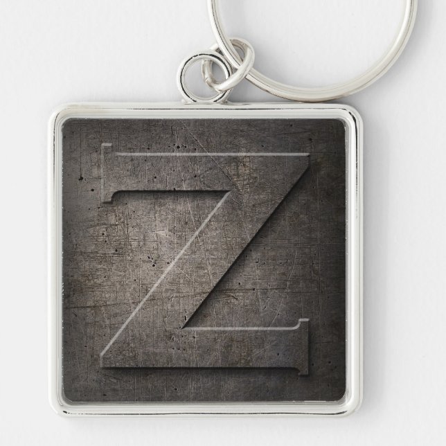 Black Metal Rustic Z Monogram Keychain (Front)