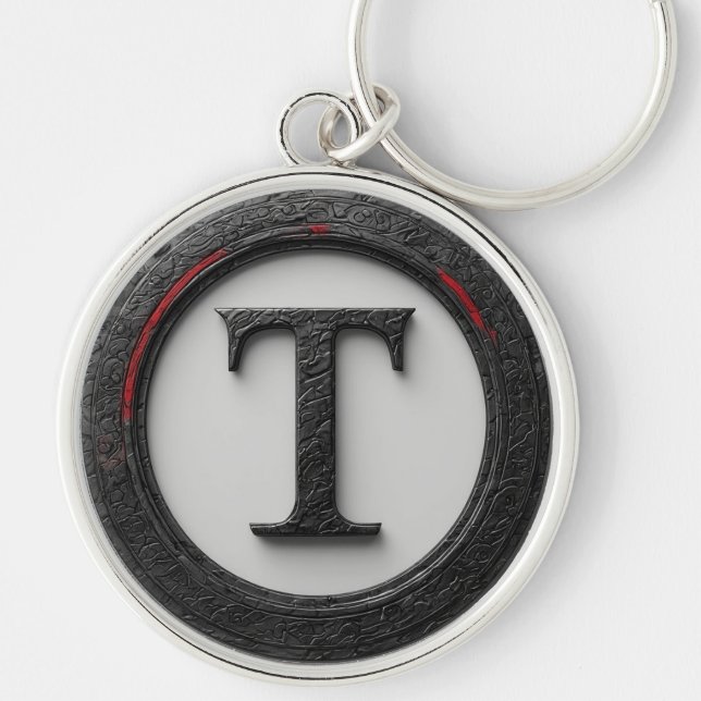 🔴 Black Metal T Monogram Emblem 🔴 Keychain (Front)