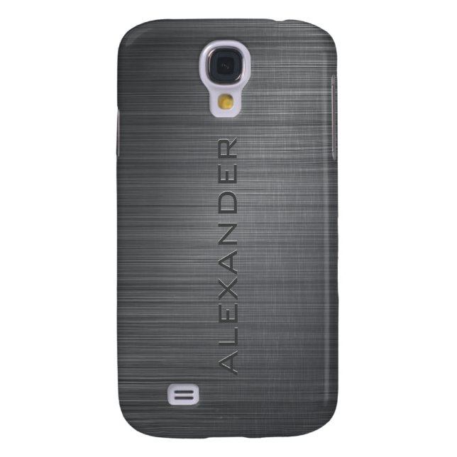 Black Metallic Brushed Aluminum Look 3-Monogram Case-Mate Samsung Galaxy Case (Back)