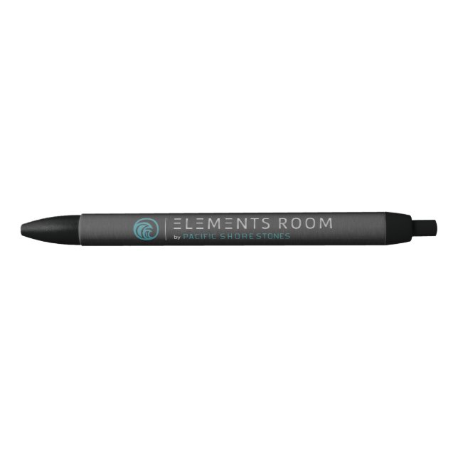 Black Metallic Brushed Aluminum Look Black Ink Pen (Front)