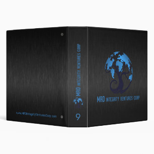 Black Metallic Brushed Aluminum Look Logo Binder