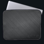 Black Metallic Design-Brushed Aluminum Look 2 Laptop Sleeve<br><div class="desc">Elegant simple and slick metallic design-brushed aluminum look 2. Custom and optional monogram. Available on other products</div>