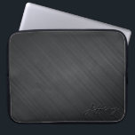 Black Metallic Design-Brushed Aluminum Look 2 Laptop Sleeve<br><div class="desc">Elegant simple and slick metallic design-brushed aluminum look 2. Custom and optional monogram. Available on other products</div>