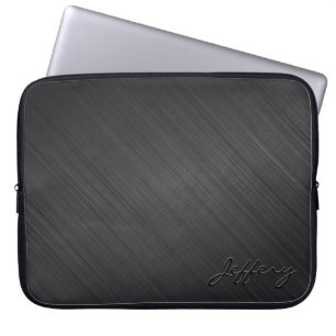 Black Metallic Design-Brushed Aluminum Look 2 Laptop Sleeve