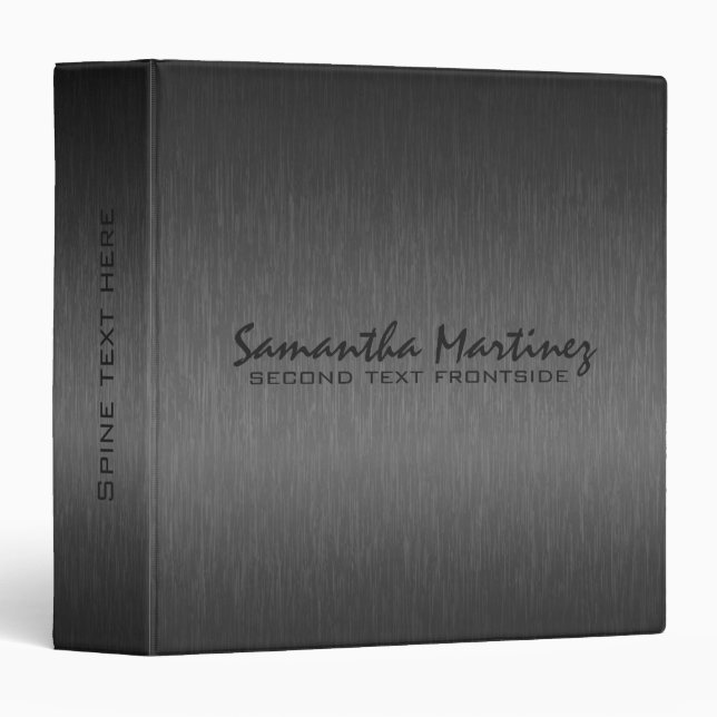 Black Metallic Design Brushed Aluminum Look Binder (Front/Spine)