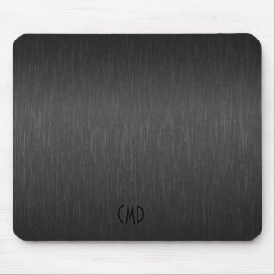 Black Metallic Design Brushed Aluminum Look Mouse Pad