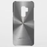 Black Metallic Faux Stainless Steel Uncommon Samsung Galaxy S9 Plus Case<br><div class="desc">Black shiny metallic pattern stainless steel look. Custom and optional monogram. This is an image of stainless steel pattern and not real metal. Available on other products</div>
