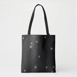 Black Metallic Foil & Glitter Glam Dots Tote Bag