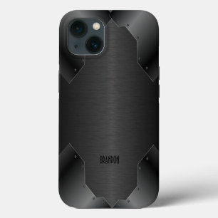 Black metallic geometric design iPhone case