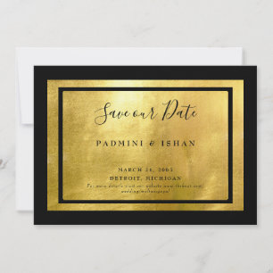 Black & Metallic Gold Glam Save The Date