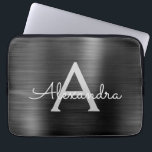 Black Metallic Modern Stainless Steel Monogram Laptop Sleeve<br><div class="desc">Black and Grey Faux Stainless Steel Metallic Foil Modern and Elegant Monogram Sleeve. This monogrammed personalized laptop sleeve can be customized to include your initial and first name and makes a perfect Christmas or Birthday Gift.</div>