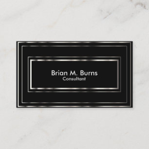 Black Metallic Silver Lines Business Card