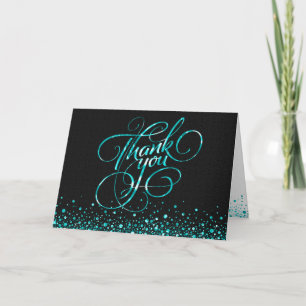 Black &Metallic Teal Random Circle Thank You Card