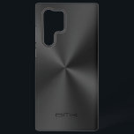 Black Metallic Texture Stainless Steel Look Samsung Galaxy Case<br><div class="desc">Slick simple image of a shiny metallic texture,  stainless steel look. Customizable black text monogram. Elegant monochromatic design.</div>
