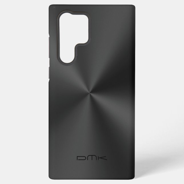 Black Metallic Texture Stainless Steel Look Samsung Galaxy S22 Ultra Case (Back)