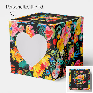 Black Mexican Bright Floral Fiesta Birthday Favor Box