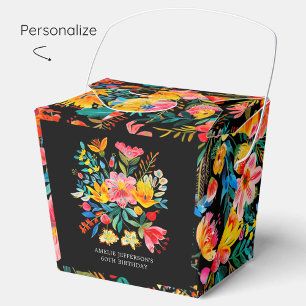 Black Mexican Bright Floral Fiesta Birthday Favor Box