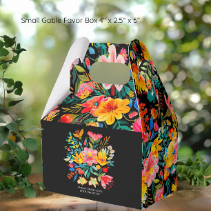 Black Mexican Bright Floral Fiesta Birthday Favor Box
