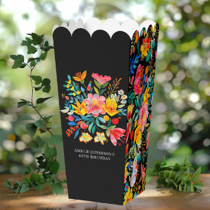 Black Mexican Bright Floral Fiesta Birthday Favor Box