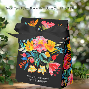 Black Mexican Bright Floral Fiesta Birthday Favor Box