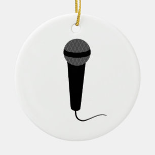 Black Microphone Ceramic Ornament