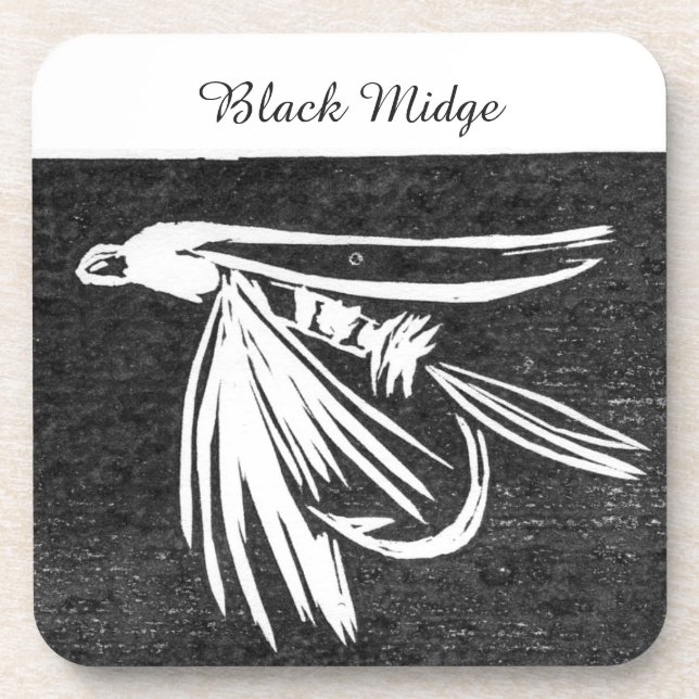 "Black Midge" Trout Wet Fly Coaster (Front)