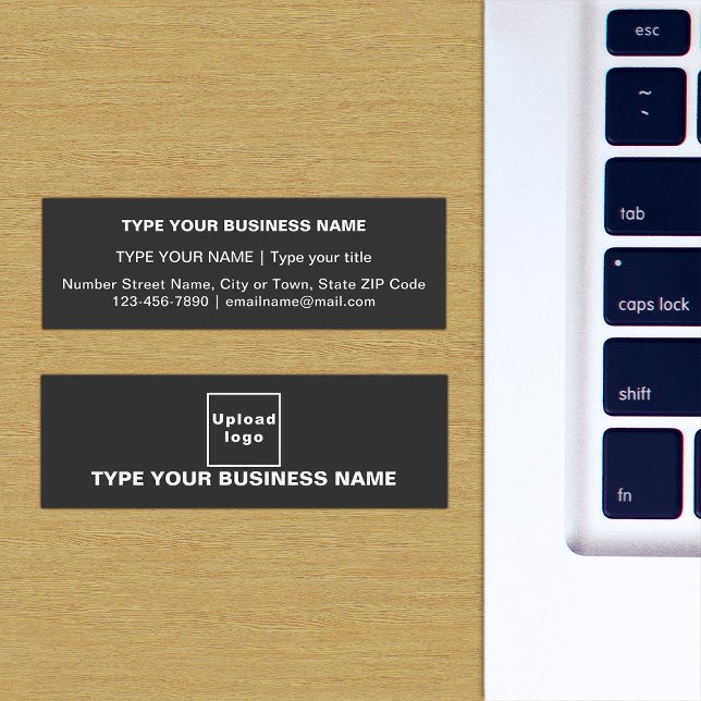 Black Mini Business Card (The front and back of the black mini business card)