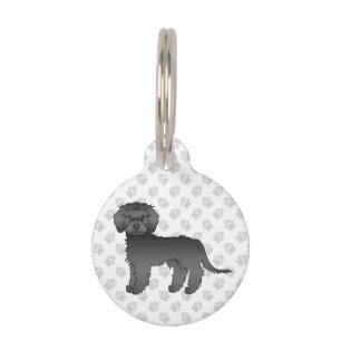 Black Mini Goldendoodle Cartoon Dog Standing Pet Tag