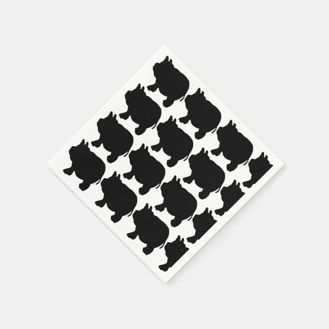 Black Mini Pig Cocktail Paper Napkins (Corner)