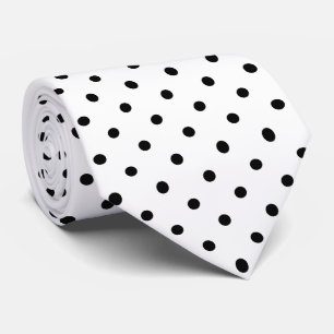 Black Mini Polka Dot Pattern on White Tie