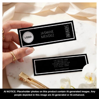 Black Mini Slim Braiding Salon Logo Hair Braider Business Card