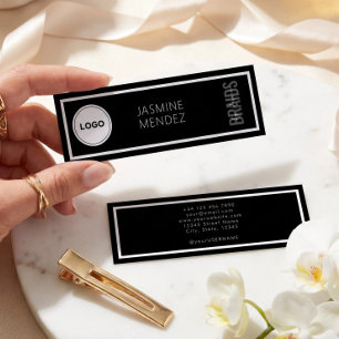 Black Mini Slim Braiding Salon Logo Hair Braider  Business Card