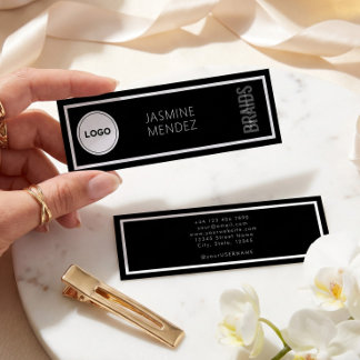 Black Mini Slim Braiding Salon Logo Hair Braider Business Card