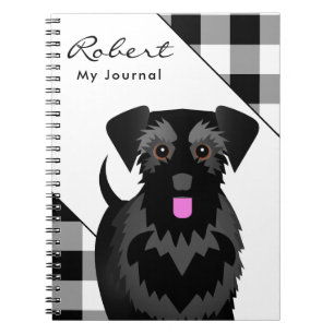 Black Miniature or Standard Schnauzer Tartan Plaid Notebook