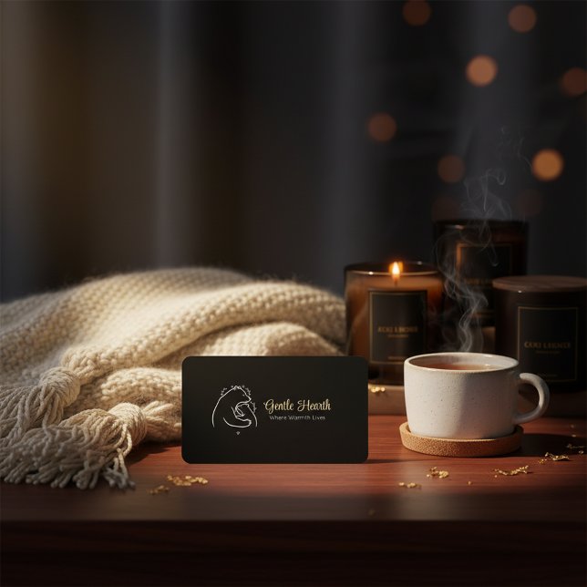 Black Minimal Bear Logo Business Card Design (Creator Uploaded)