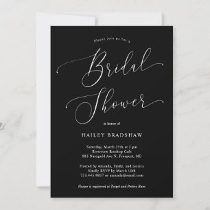 Black Minimal Bridal Shower Invitation