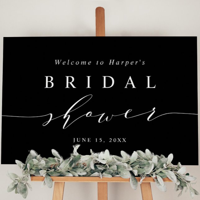 Black Minimal Bridal Shower Welcome Sign (Creator Uploaded)