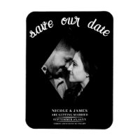 Black Minimal Diamond Photo Wedding Save the Date