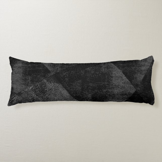 Black Minimal Geometric Ink Texture Body Pillow (Front)