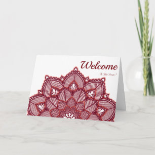 Black Minimal Mandala Welcome Wishing Card