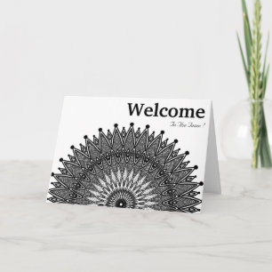 Black Minimal Mandala Welcome Wishing Card