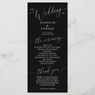 Black Minimal Mariage Ceremony Programme