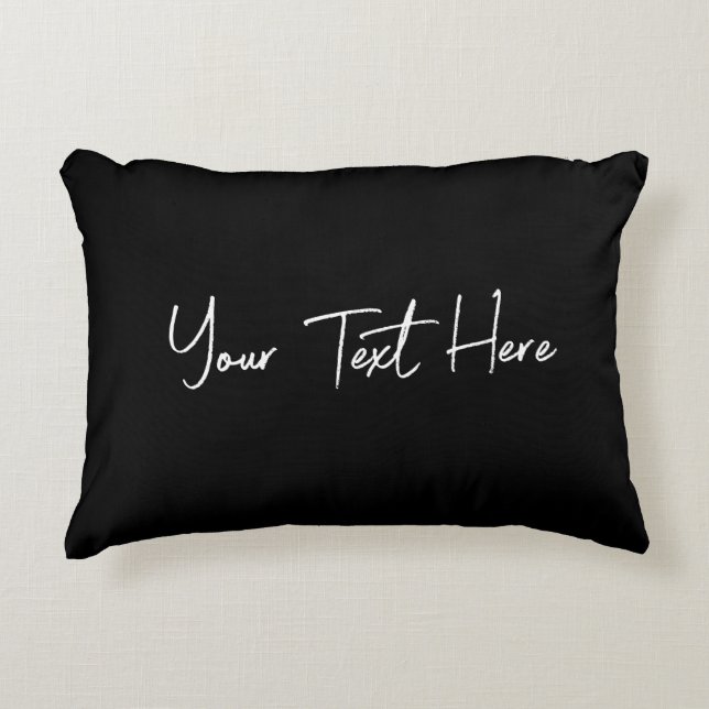 Black Minimal Modern Handwritten Custom Text  Accent Pillow (Front)