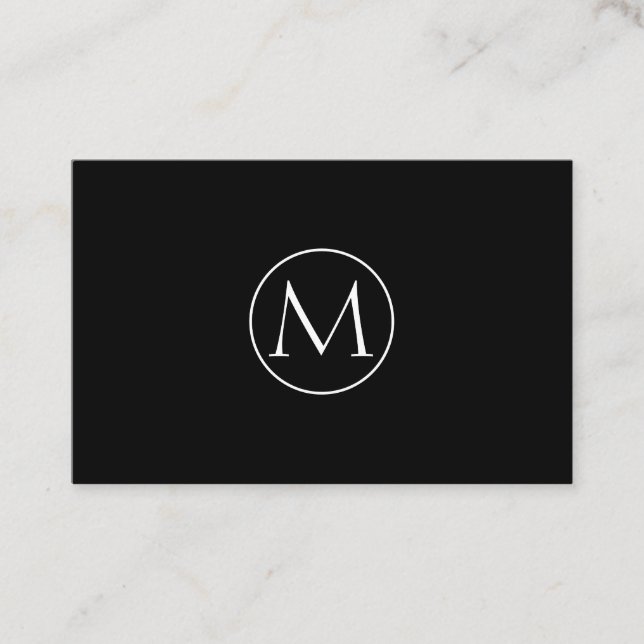Black Minimal Monogram Business Card  (Front)