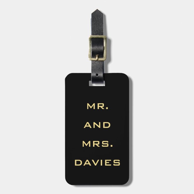 Black Minimal Personalized Bag Tag (Front Vertical)